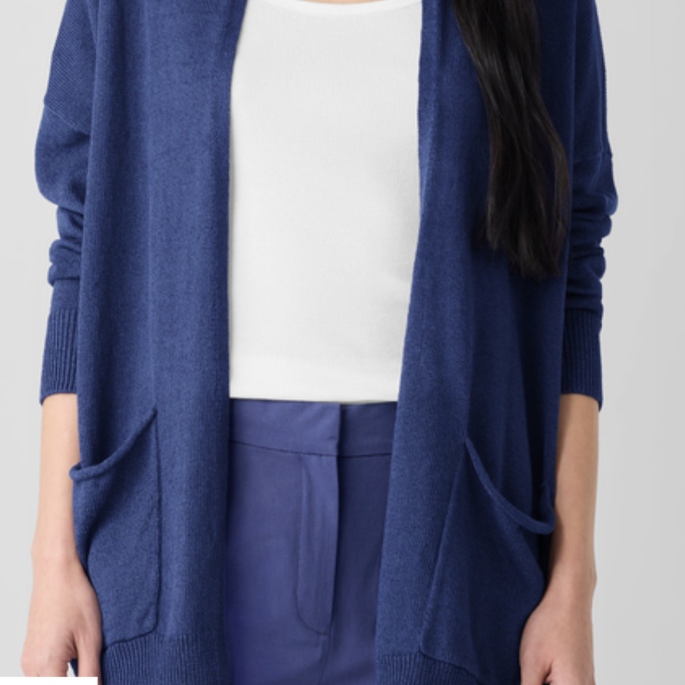 Eileen Fisher Blue Cardigan Sweater Relaxed Fit
